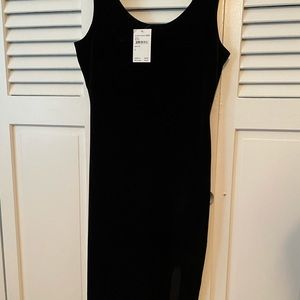 Knee length black velvet dress